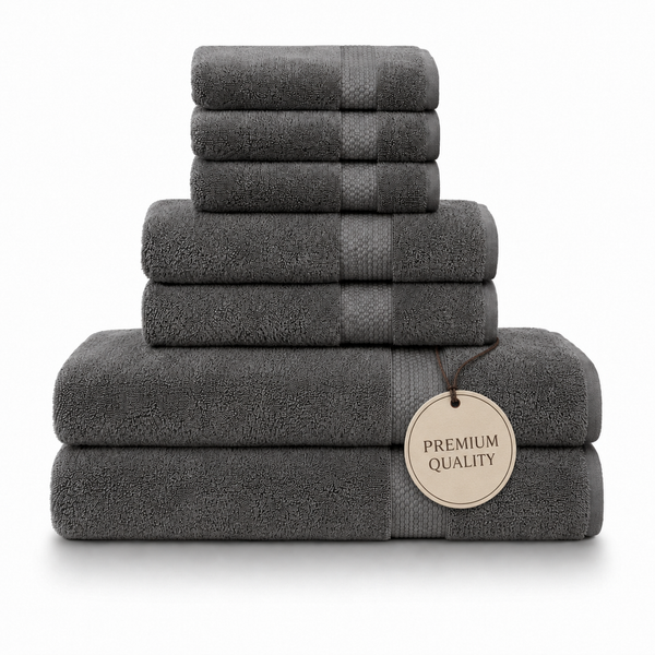 100% Turkish Cotton Towels, Graphite - Set of 7