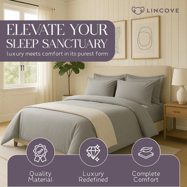 100% Cotton Duvet Cover Set, Graphite - Classic Hotel Collection