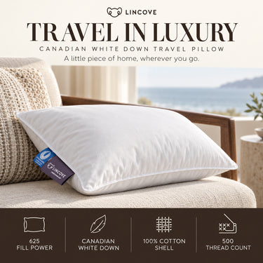 Down And Feather Travel Pillow - Made In Canada