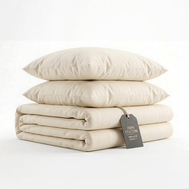 100% Cotton Duvet Cover Set, Cream - Classic Hotel Collection