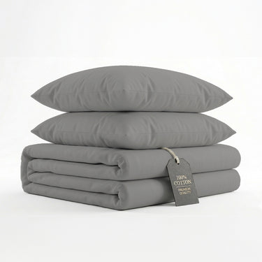 100% Cotton Duvet Cover Set, Graphite - Classic Hotel Collection
