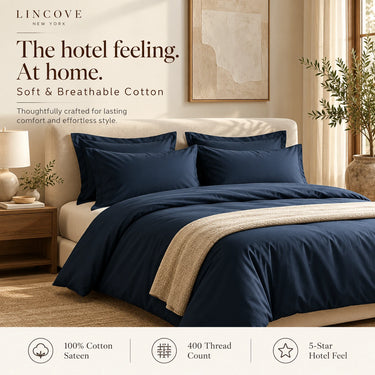 100% Cotton Duvet Cover Set, Blue - Classic Hotel Collection