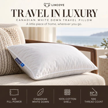 Down And Feather Travel Pillow - Made In Canada