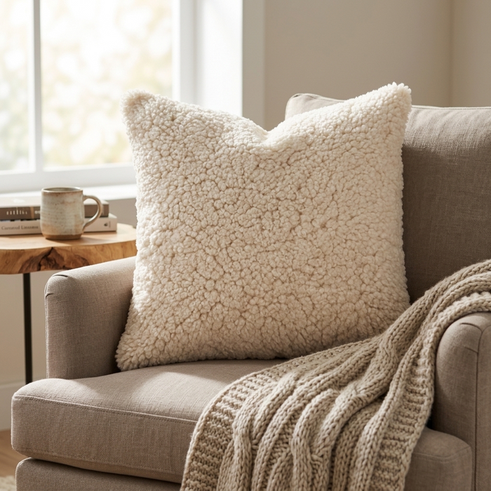 Crossbreed Curly Sheepskin Pillow
